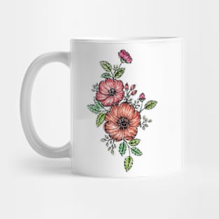 Water colored floral sketch. Mug